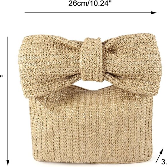 Fashionable Summer Straw Wristlet Wallet with Big Bowknot - Unique Gift Idea - Picture 2 of 8